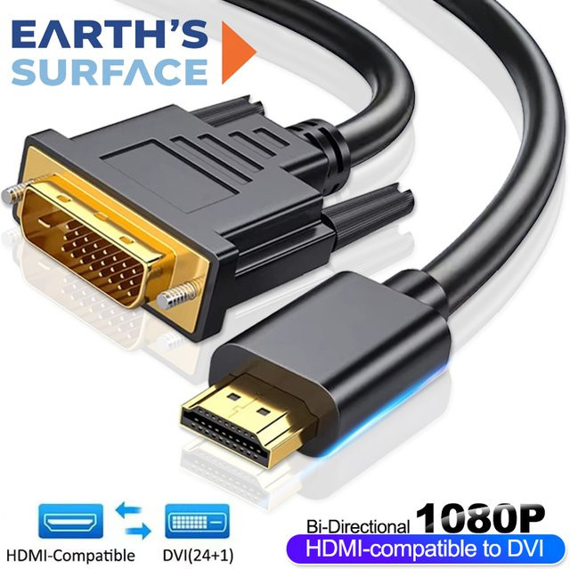 OUIO Bidirektionales HDMI zu DVI Adapterkabel in Schwarz für Full HD 1080P zur Verbindung von PC, Xbox, PS4, DVD und Laptop - Bild 1