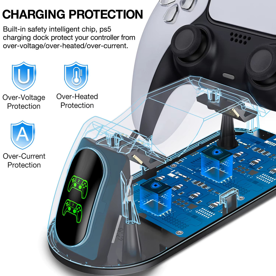 BEBONCOOL Dual Fast Charger Ladestation mit LED-Anzeige für PlayStation 5 Controller in Weiß - Bild 5