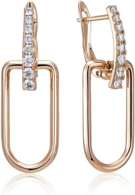 Ohrring mit Hohlquadrat-Anhänger, Kupfer, Roségold, Zirkonia, Damen - Bild 1