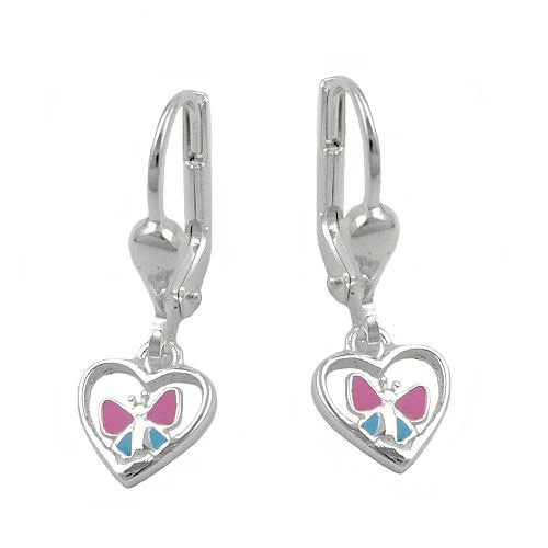 SIGO Ohrringe Brisur Herz mit Schmetterling, 925 Silber - Bild 1