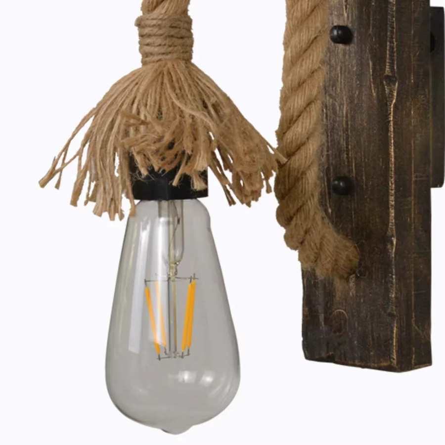 JOYINLED Retro Industrie Wandleuchte aus Holz mit transparentem Glas für Schlafzimmer und Flur - Bild 4