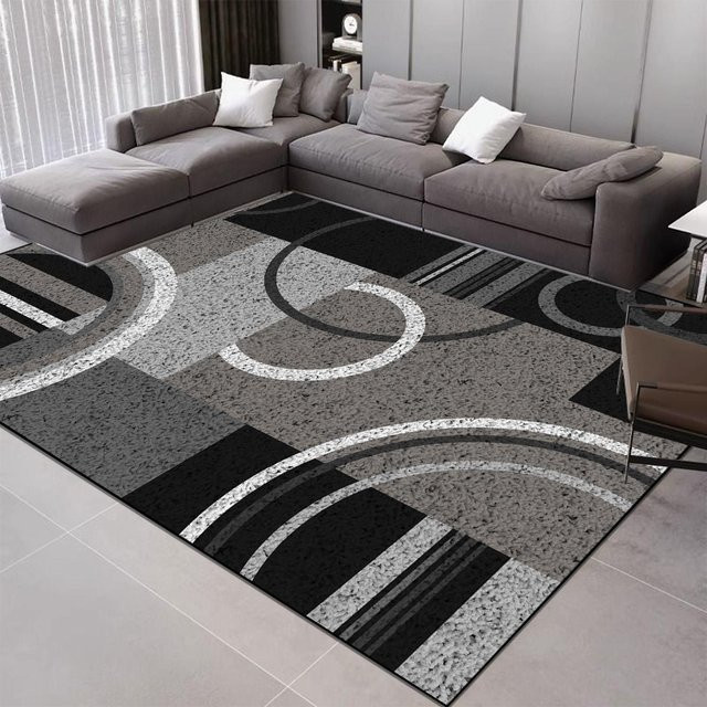 Karpetti Geometrie Teppich in Grau, moderner Flanell-Luxusteppich für Wohnzimmer, Schlafzimmer oder Flur, B x T: 100 x 200 cm - Bild 1