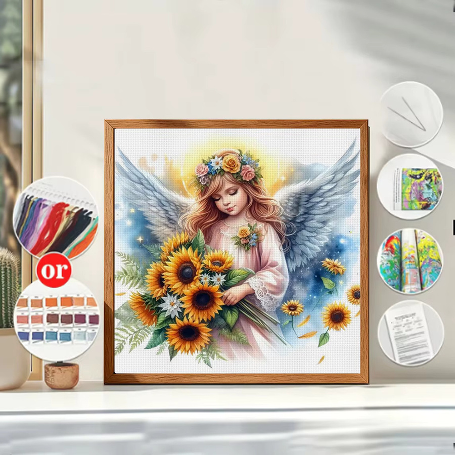 Sunlight Angel Kreuzstich-Set zum Selbermachen, 11CT Stickerei in Multicolour, B/H: 36 x 36 cm - Bild 4