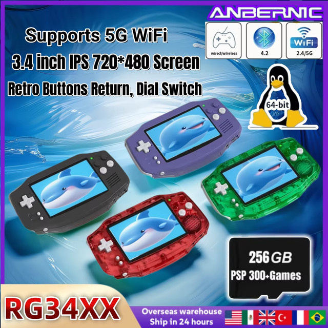 ANBERNIC RG 35XX Handheld-Spielkonsole mit 3,4-Zoll-IPS-Bildschirm, Linux 64-Bit-System und WLAN für Retro-Videospiele - Bild 1