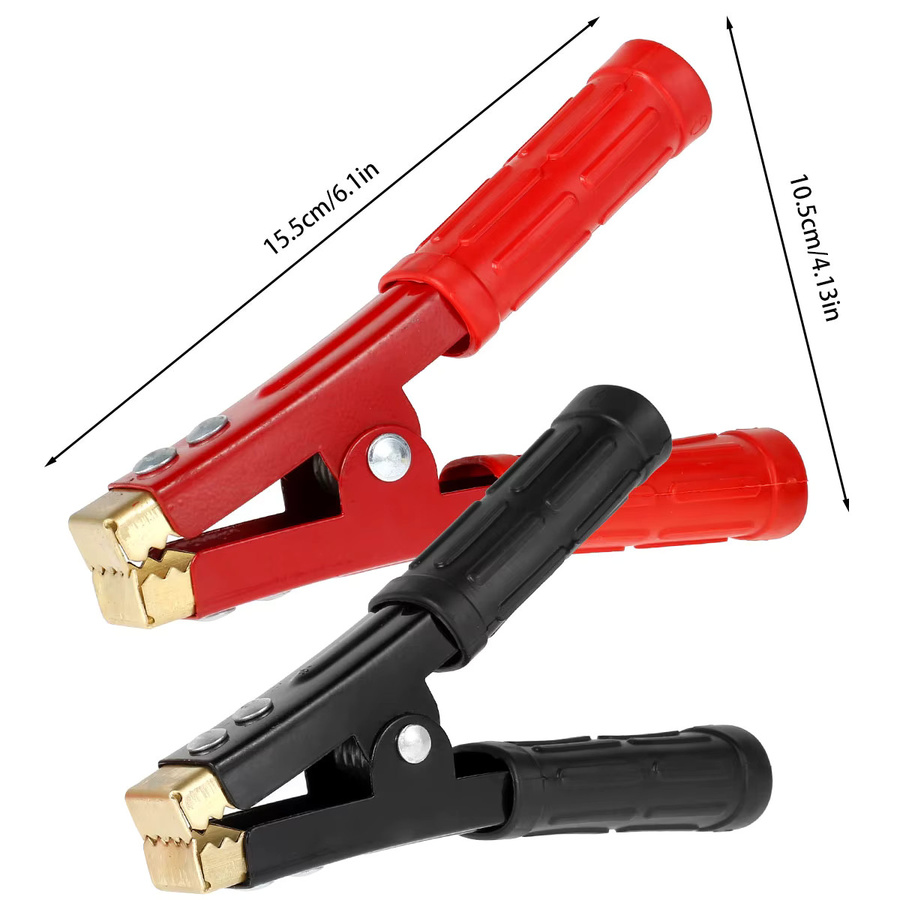2er-Set Hochleistungs-Kupfer-Krokodilklemmen in Multicolor für Batterie- und Kabeltests sowie Starthilfekabel (500-1000A) - Bild 2