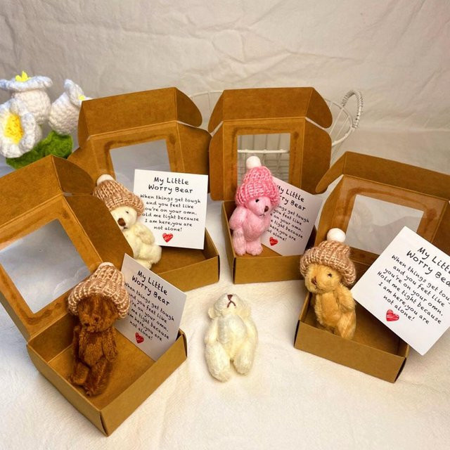 My Little Worry Bears Mini-Plüschbär in Box mit Stützkarte als süßes Taschen-Plüsch-Geschenk - Bild 1