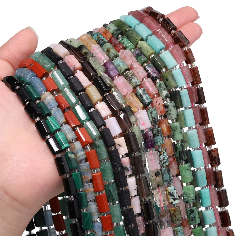 Steinperlen, rosa Opal, Turmalin, Obsidian, Erdbeerquarz, 8–11 mm, Bunt, Unisex - Bild 5