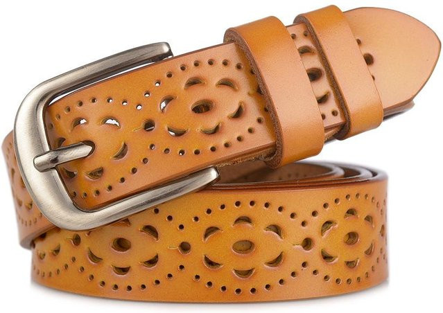 Gürtel Echt Rindsleder, orange, Damen, 115cm - Bild 1
