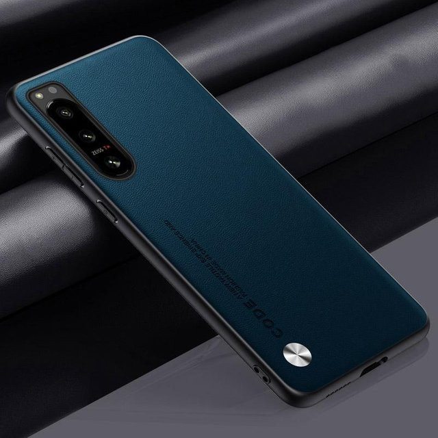 Stoßfeste Handyhülle aus PU-Leder und Silikon für Sony Xperia 5 IV in Grün - Bild 1