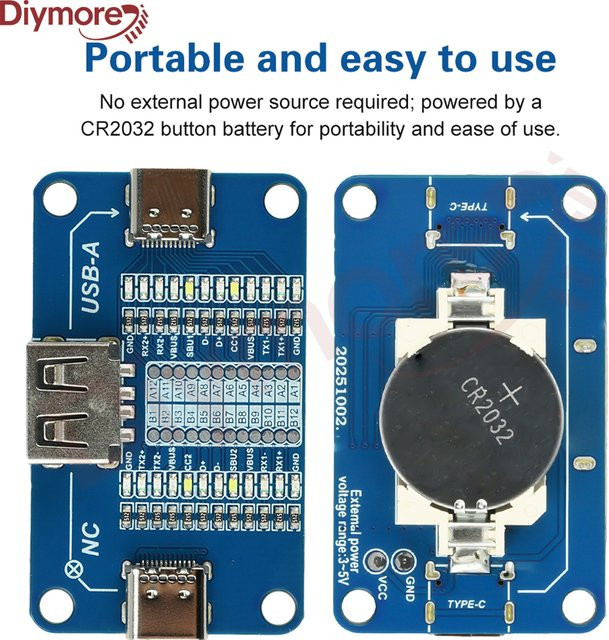 diymore Erkennungsmodul für USB-A auf Typ-C und Typ-C auf Typ-C Multi-Interface-Kabel in Blau - Bild 1