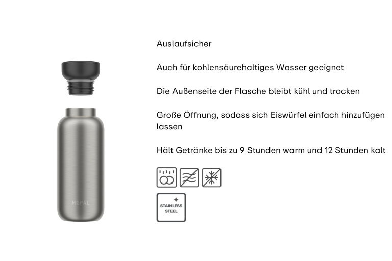 Mepal Thermoflasche Ellipse 350 ml Schwarz Grau - Bild 2