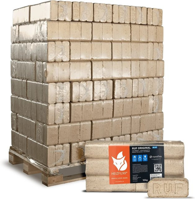 RUF Original Blue Holzbriketts aus Nadelholz, 960 kg Palette (96 x 10 kg) - Bild 1