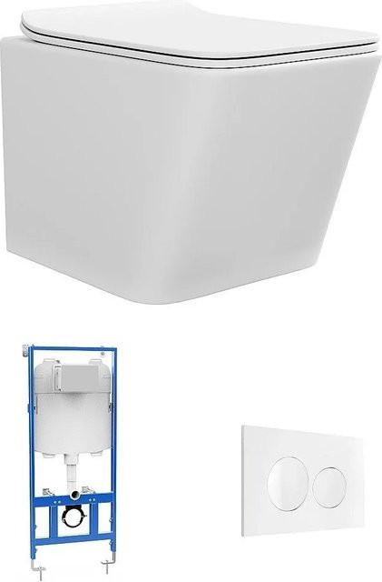 Vente-unique Hänge-WC Clemona Weiß aus Keramik, Breite: 35,5 cm, Tiefe: 34,0 cm - Bild 1