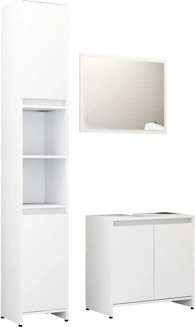 vidaXL 3-tlg. Badmöbel-Set Modell 3 aus Holzwerkstoff in Weiß - Bild 1