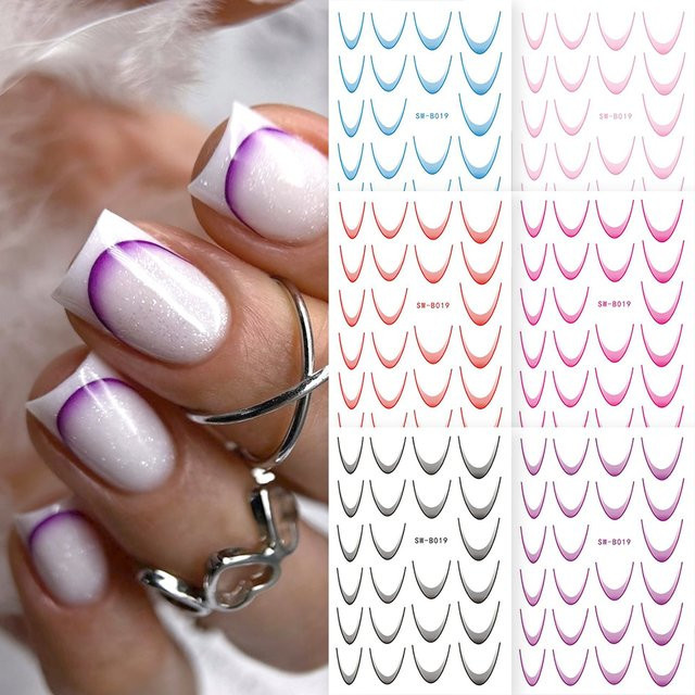 SWEET TREND Nagelaufkleber Gradient Kurve, 7 Stück, Lila Rosa, Glänzend - Bild 1