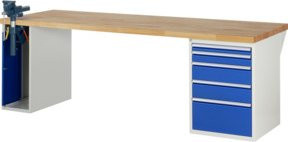 Rau Werkbank 7511A2 mit 5 Schubladen, Schraubstock und Höhenverstellung, Mehrfarbig, B/T/H: 250 x 90 x 89 cm - Bild 1