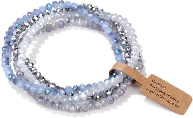 4-teiliges Set Stretch-Armband, Facettierte Glasperlen, Damen Herren - Bild 1