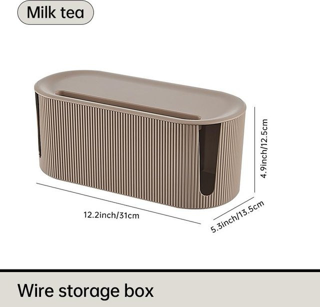 SEEQS Kabelorganizer Box zur Aufbewahrung von Steckern und Kabeln, braun, B/T/H: 13,5 x 12,5 x 13,5 cm - Bild 1