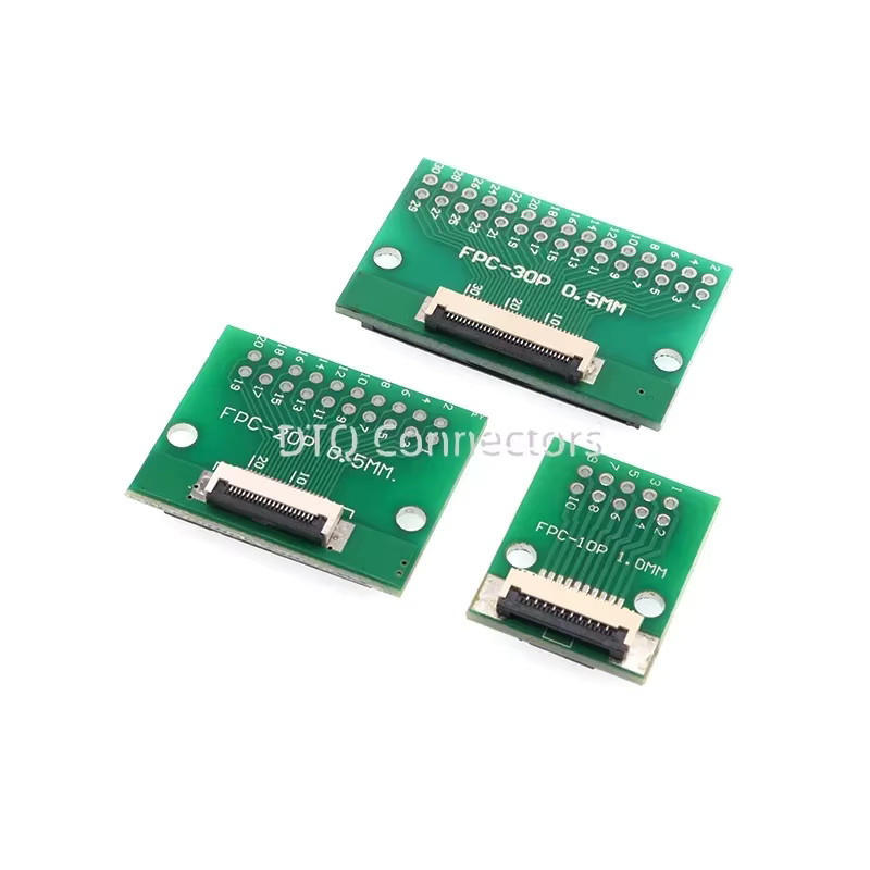 FPC/FFC Adapterplatine mit gelötetem Steckverbinder 2,54 mm in Grün für 0,5 mm und 1,0 mm Pitch mit verschiedenen Pin-Optionen - Bild 2
