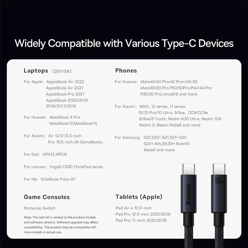 Baseus USB-C auf USB-C Schnellladekabel mit 100W PD für iPhone 16 15 Pro Max, Samsung, Xiaomi und MacBook - Bild 5