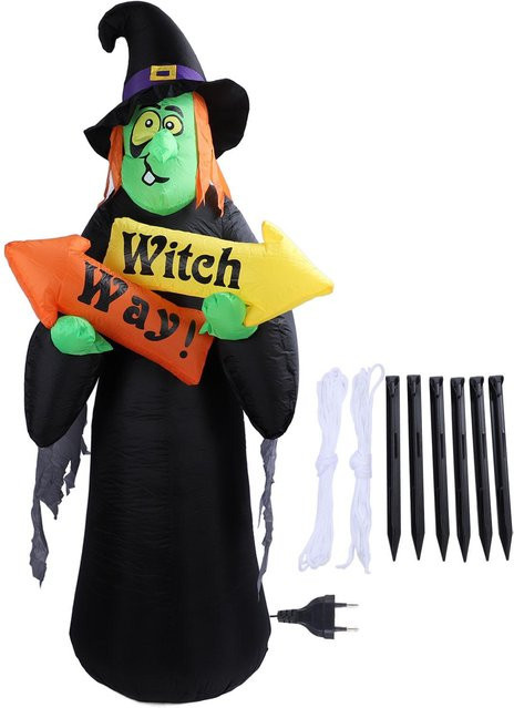 Aufblasbare Halloween Hexe als beleuchtete Dekoration für Garten und Rasen in Schwarz und Multicolour, Höhe: 135 cm - Bild 1