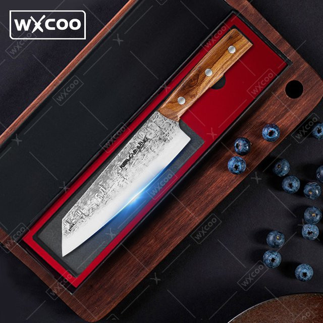 WXCOO Kiritsuke Japanisches Kochmesser aus Edelstahl mit Perlmuttgriff, Mehrfarbig, Länge: 20,3 cm - Bild 1