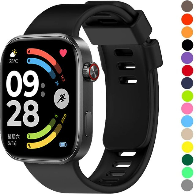 Xiaomi Uhrenarmband Silikon, Schwarz, Redmi Watch 6 5 4, Mi Band 8 Pro 9 Pro - Bild 1