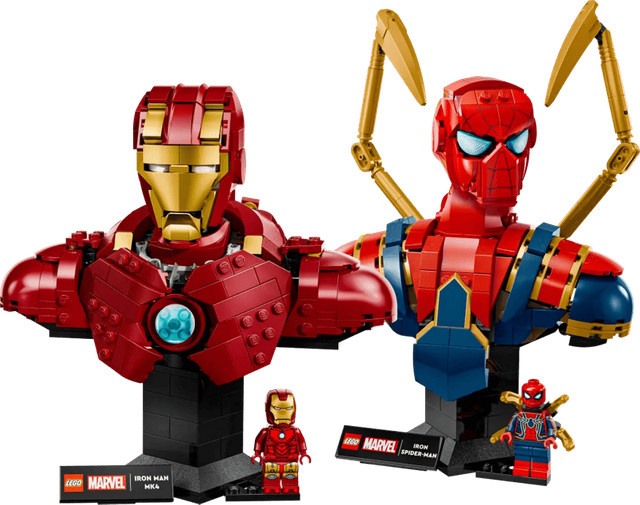 LEGO Marvel Iron Spider-Man und Iron Man MK4 Büsten 2-teiliges Set - Bild 1