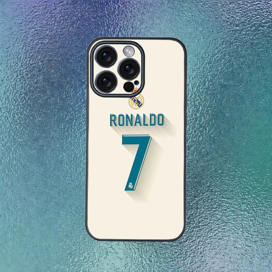Handyhülle Fußball C-CR7 Brave R-Ronaldo 7 für iPhone 17 16 15 14 13 12 11 Pro Max Plus Mini Schwarz Mattiert Weiche Schutzhülle - Bild 2