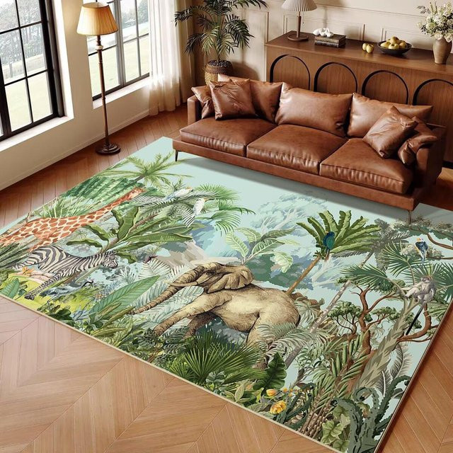 Karpetti Kinderteppich Dschungeltier Cartoon, rutschfester Spielteppich für Wohnzimmer und Schlafzimmer, B/B: 160 x 230 cm, Mehrfarbig - Bild 1