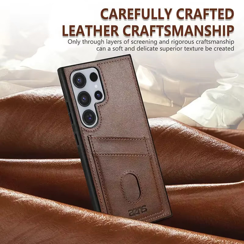 Leder-Handyhülle als Kartenetui für Samsung Galaxy S26 Ultra S25 Edge S24 S23 S22 S21 S20 FE A17 A37 A57 A16 A36 A56 in Schwarz oder Braun - Bild 4