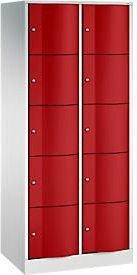 C+P Schließfachschrank Resisto mit 2 Abteilen und 10 Fächern, Farbe: Lichtgrau/Rubinrot, B/T/H: 77,2 x 54,0 x 195,0 cm - Bild 1