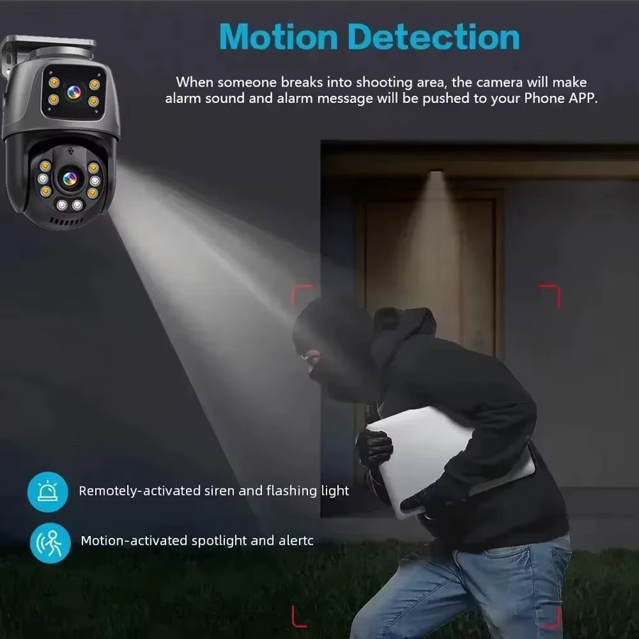 NINIVISION ICsee 8 MP Dual Lens Dome PTZ Kamera mit WLAN und PoE, 360 Grad Überwachung, IP Netzwerk Sicherheitsoberwachung für Home und Outdoor mit eingebautem Mikrofon - Bild 5