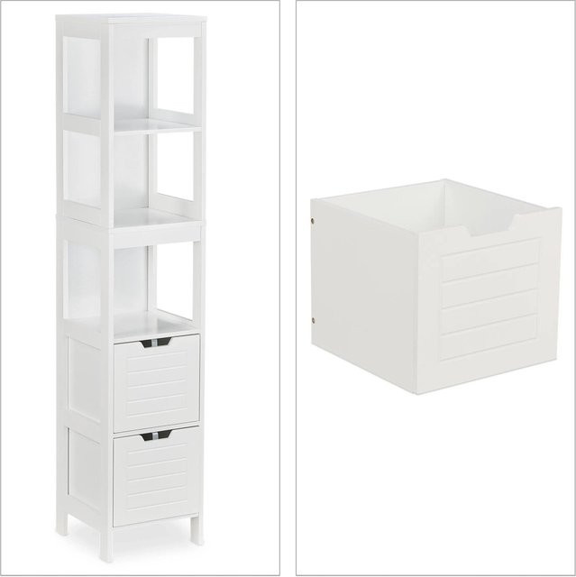 Relaxdays Badezimmerschrank aus MDF im Landhausstil in Weiß, B/T/H: 144 x 30 x 30 cm - Bild 1