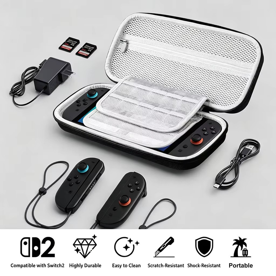 HUASUNWAY Hartschalen-Tragetasche für Switch 2 in Schwarz mit 20 Spielkartenfächern - Bild 5