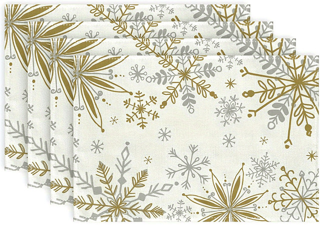 VIKAMA 4-teiliges Tischset Schneeflocken Design Multicolor für Weihnachtsdekoration - Bild 1