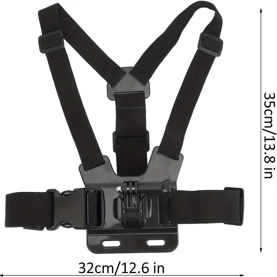Brustgurt und Kopfband Set für Action Kameras wie GoPro Hero 12 11 10 9 8, Xiaomi Yi 4K und Sjcam Sj4000 in Schwarz mit J-Haken Halterung - Bild 2
