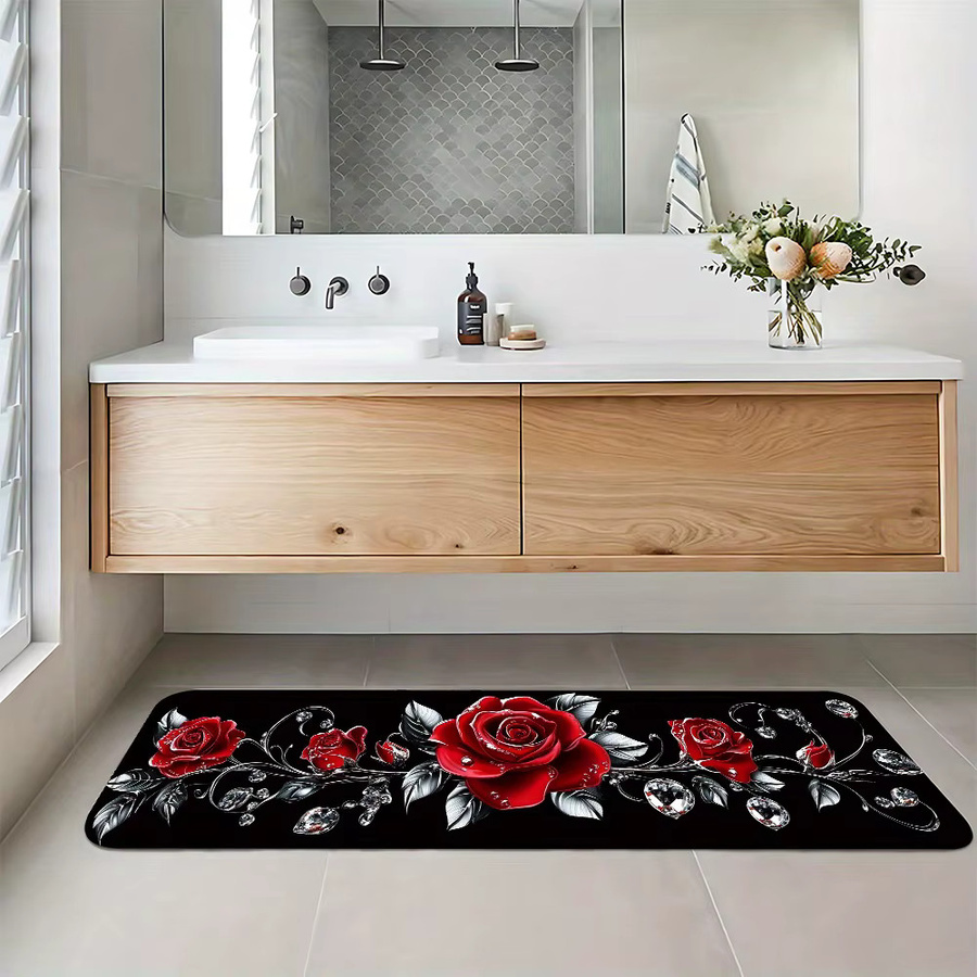 VIKAMA Flurteppich in Rot mit floralem Design, modern und pflegeleicht, rechteckig - Bild 6