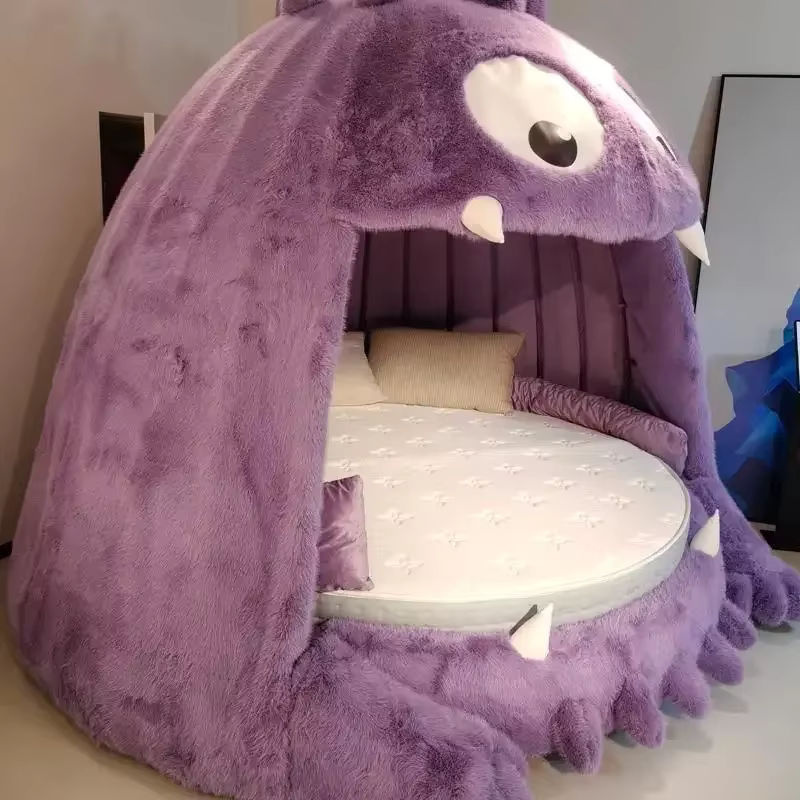Modernes Polsterbett im Doppelhaus-Design von DUTRIEUX in Lila, B/T: 200 x 200 cm - Bild 4
