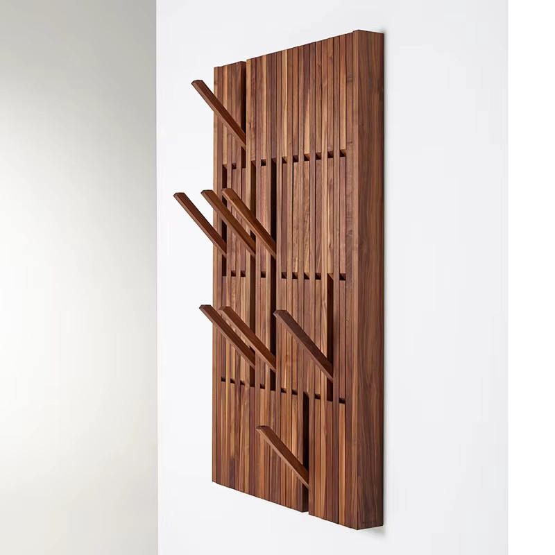 OEMG Wandgarderobe aus Buchenholz in Braun mit Hutablage und Haken für den Flur - Bild 2