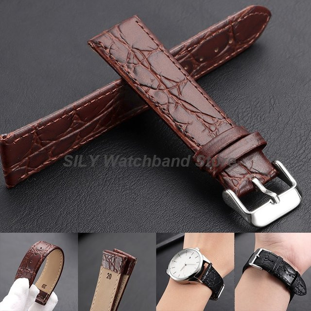 Uhrenarmband Leder, Krokodilleder-Prägung, Bicolor, 13mm 18mm 20mm - Bild 1