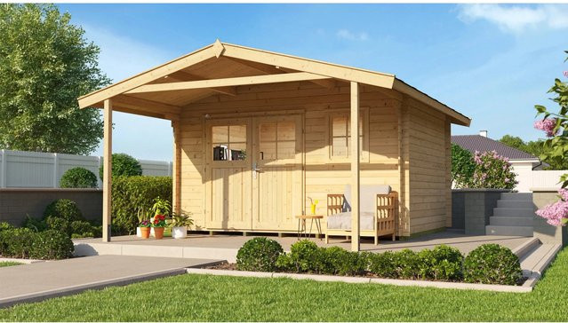 WEKA Gartenhaus 111 A Gr.3 aus europäischer Fichte mit Satteldach in Beige, B/H/T: 460 x 262 x 590 cm - Bild 1