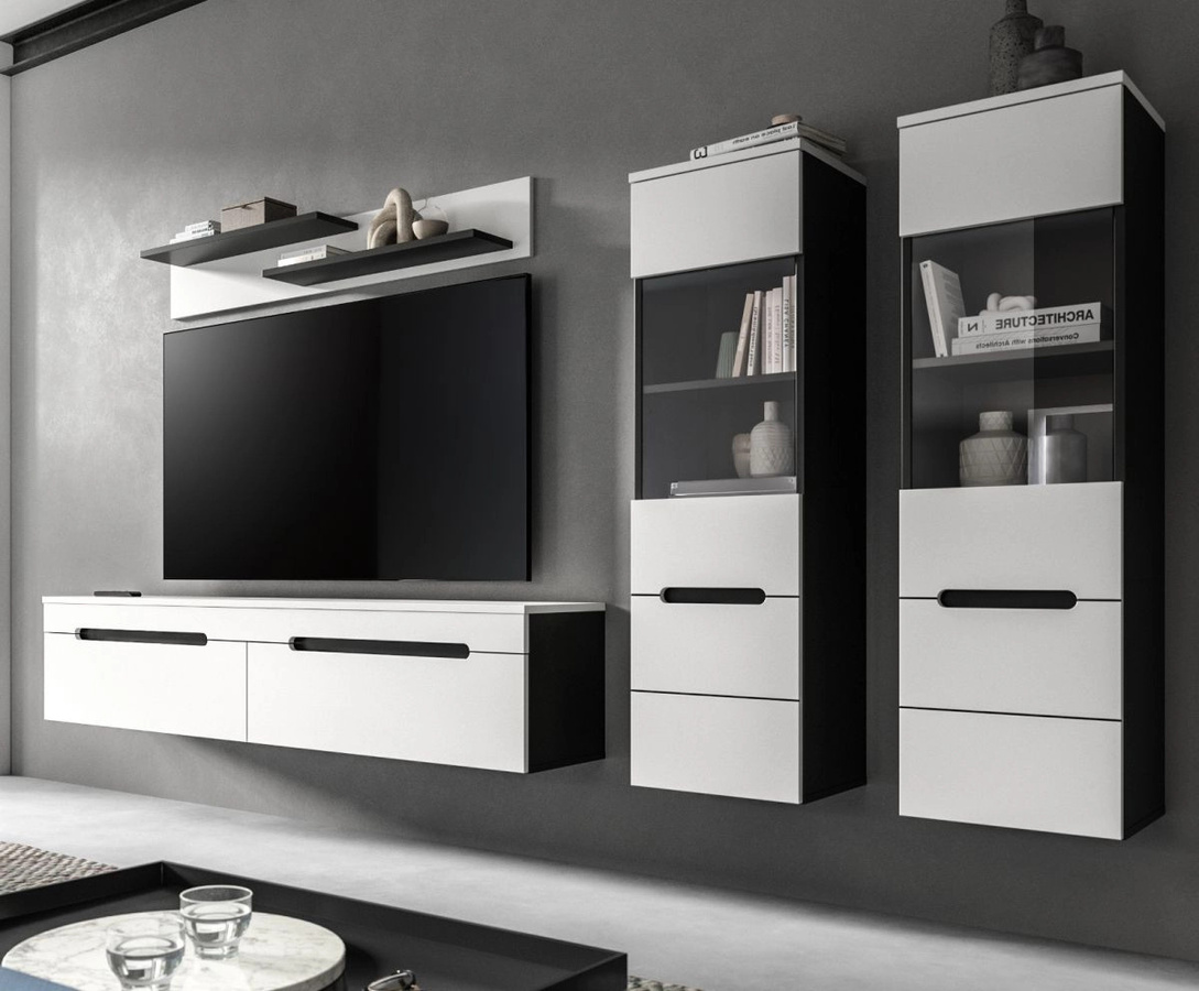 Wohnwand Cooper von Inn.Furn in Weiß und Grau mit Breite: 272 cm - Bild 1