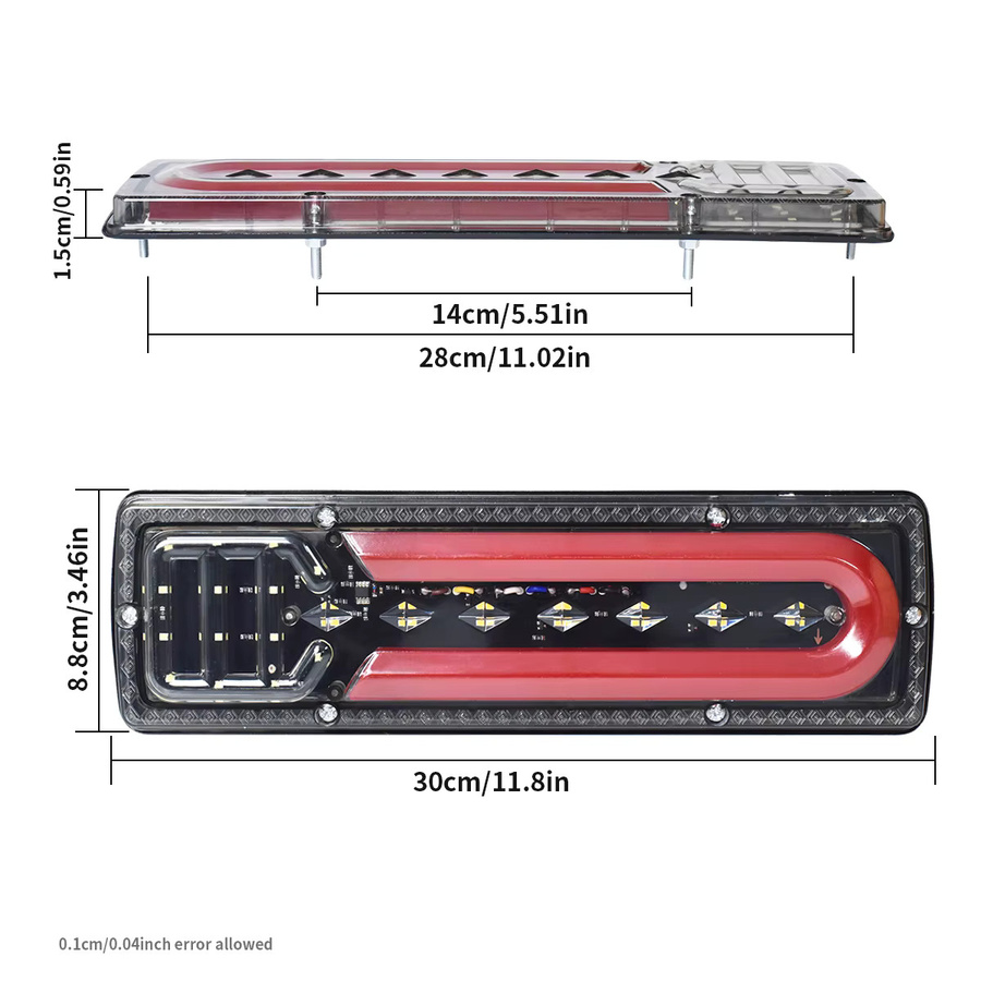 2 Stück p2max LED-Rückleuchten in Rot für LKW, Bus, Traktor und Wohnmobil mit Blinker, Bremslicht und Rückfahrlicht - Bild 6