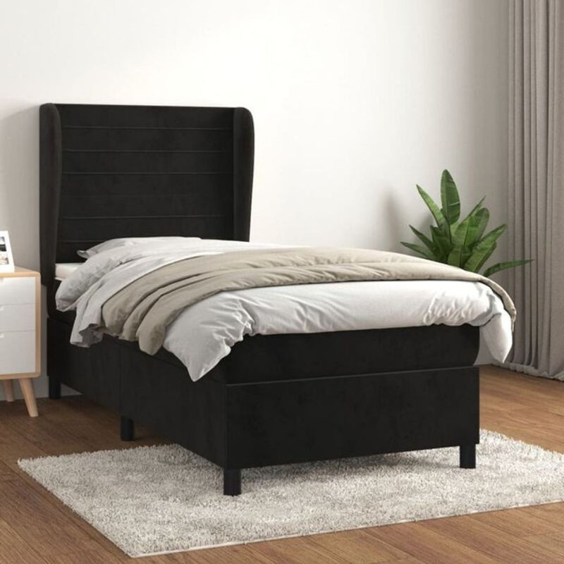 Vidaxl Boxspringbett mit Matratze aus Samt in Schwarz B/T/H: 100 x 200 x 118 cm - Bild 1