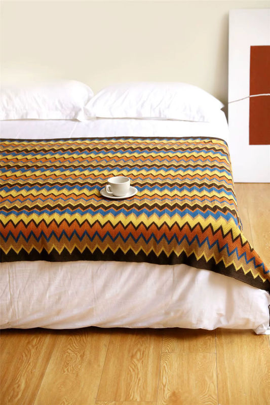 Blaue Strickdecke im nordischen böhmischen Stil für Sofa und Wohnzimmer - Bild 5