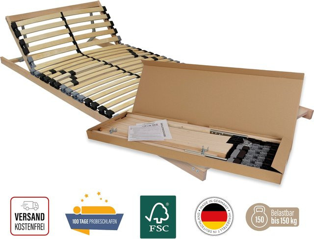 BeCo Lattenrost BeCoEasy 4 all aus Birkenschichtholz mit verstellbarem Kopfteil, B: 100 cm, L: 200 cm - Bild 1
