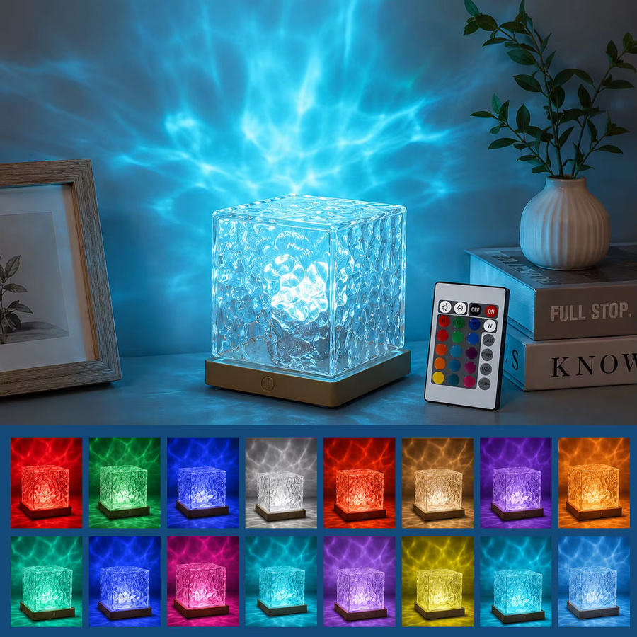 CENSHION Aurora Wasserwellen-Projektor Nachtlicht mit Touch-Fernbedienung, 16 Farben, Multicolor, wiederaufladbar - Bild 2
