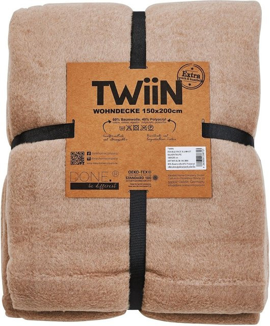 DONE Wohndecke Twin aus Baumwolle, beige, reversible Double Face - Bild 1