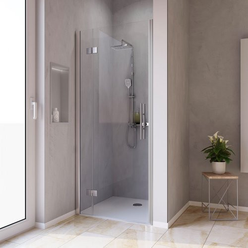 WELLWATER Drehtür Aventis aus Glas in Transparent mit silbernen Details, B: 80 cm, H: 200 cm - Bild 1